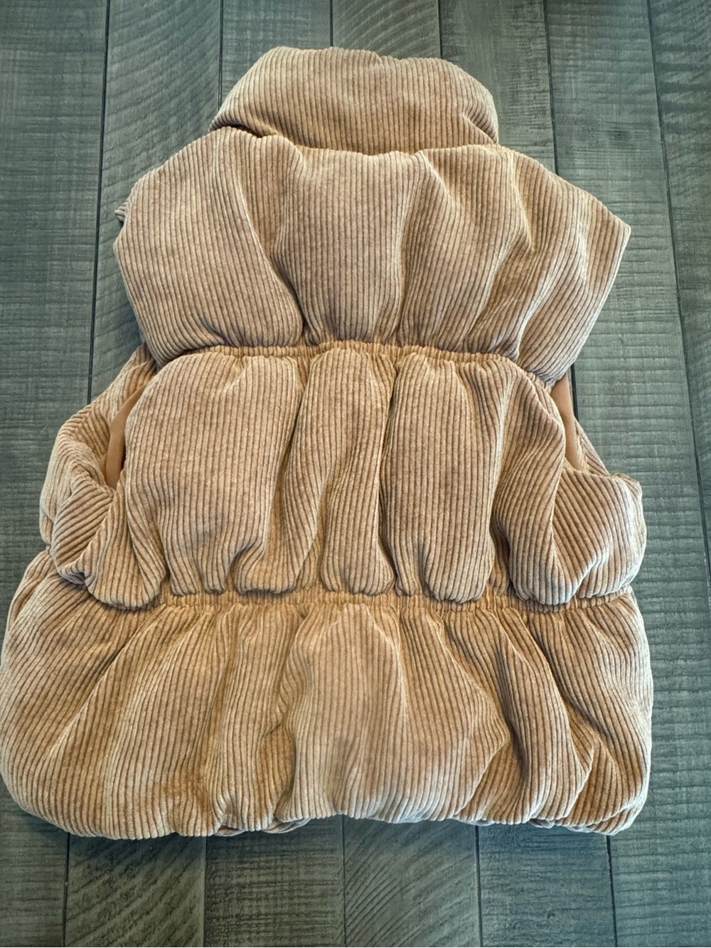 Women’s Corduroy Puffer Vest in Taupe - Love Tree - Picture 3 of 3